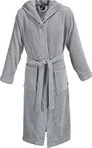Produktbild: Erwin Müller Unisex Bademantel Frottier mit Kapuze hellgrau Größe XL, Morgenmantel, Saunamantel Heidelberg - Zwei aufgesetzte Taschen und Bindegürtel