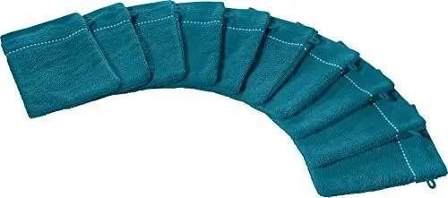 Produktbild: Erwin Müller Walk-Frottier Waschhandschuh 10er-Pack Mannheim Uni Petrol Größe 16x21 cm - schnell trocknend und extra saugstark, kuschelig weich, farbenfroh, 100% Baumwolle