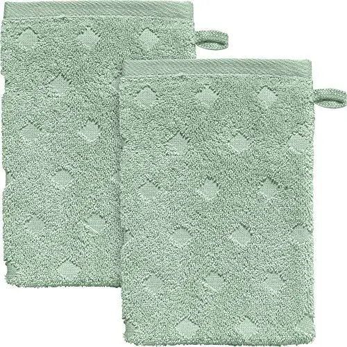 Produktbild: Erwin Müller Walk-Frottier Waschhandschuh 2er-Pack Baden Baden - extra saugstark, schnell trocknend, samtweich - Jade Größe 15x21 cm