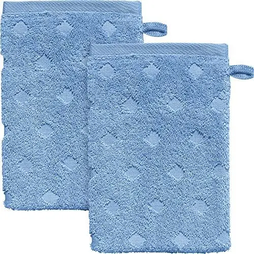 Produktbild: Erwin Müller Walk-Frottier Waschhandschuh 2er-Pack Baden Baden - extra saugstark, schnell trocknend, samtweich - blau Größe 15x21 cm