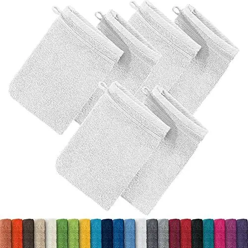 Produktbild: Erwin Müller Waschhandschuh Heidelberg 6er- Pack, 100% Baumwolle weiß Größe 15x21 cm- weiche Qualität, saugstark und strapazierfähig - praktisch durch Schlaufe (weitere Farben)