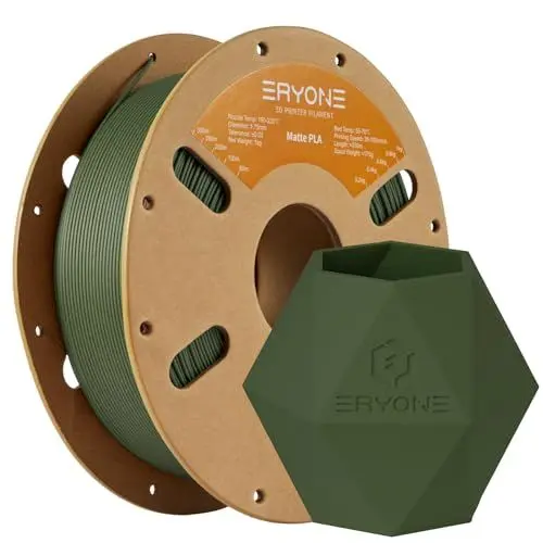Produktbild: ERYONE Matte PLA 3D Drucker Filament 1.75mm, Maßgenauigkeit +/- 0.03 mm, 1 kg 1 Spule, Matte Oliv grün