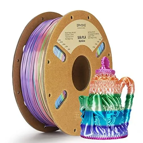 Produktbild: ERYONE Ultra Shiny Silk PLA Filament voor 3D Druker, PLA Filament 1.75mm, +/- 0,03mm,1kg 1 Spule, Multicolor Rainbow Fast Color Gradient Silk, Süßigkeiten-Regenbogen