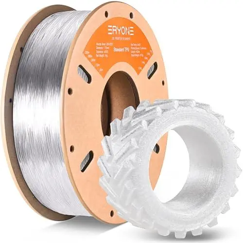 Produktbild: ERYONE TPU Filament 1.75mm, 3D Drucker Filament,Flexible TPU Filament, TPU 95A, Maßgenauigkeit +/- 0,03 mm, 1kg 1 Spule, Transparent