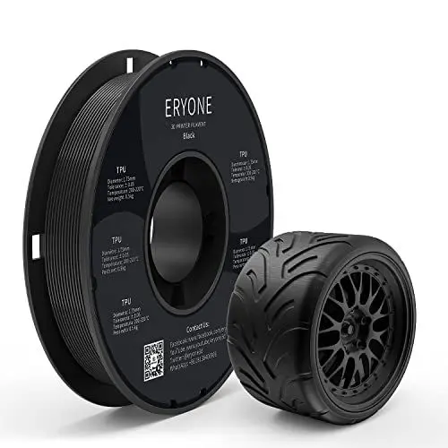 Produktbild: ERYONE TPU Filament 1.75mm, 3D Drucker Filament TPU 0.5kg 1 Spool, -0.05mm, Schwarz