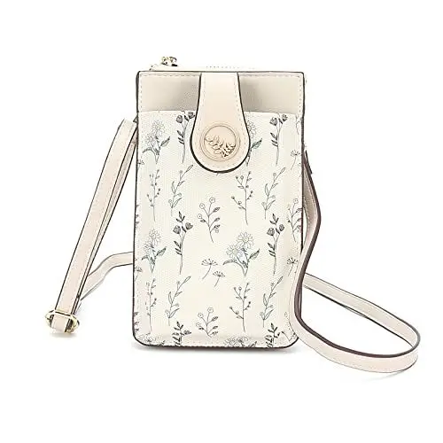 Produktbild: ERZUKU kleine handy umhängetasche,veganes Leder crossbody handytasche zum umhängen,mode modern umhängetasche damen mit Kartenschlitz,Floral Handytasche mit Geldbörse,doppelte seitliche Handytasche