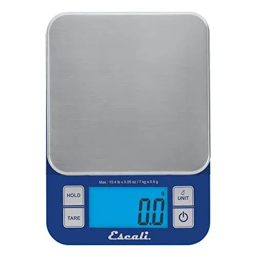 Produktbild: Escali SQ157U Nutro Küchenwaage Digital - Küchenwaage - Waage Küche Büro - Backen - Hobbys - Kräuterwaage Haushaltswaage - 6,8 kg - Blau - 20,3 x 14,6 x 3,2 cm