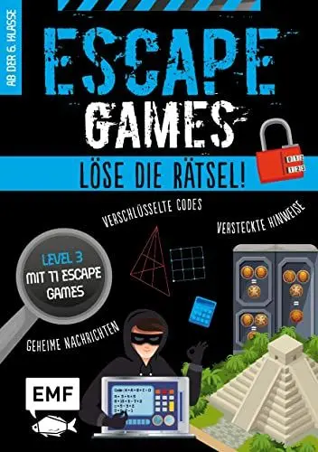 Produktbild: Escape Games Level 3 (blau) – Löse die Rätsel! – 11 Escape Games ab der 6. Klasse: Mit verschlüsselten Codes, versteckten Hinweisen und geheimen Nachrichten