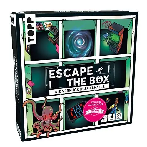Produktbild: Escape The Box – Die verrückte Spielhalle: Das ultimative Escape-Room-Erlebnis als Gesellschaftsspiel!: 9 Rätsel-Räume in Einer Schachtel – für 1-4 Spieler – ab 10 Jahren