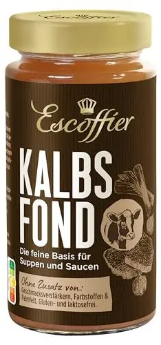 Produktbild: Escoffier - Kalbsfond , Ideal, würzige Basis für Suppen und Saucen , Ohne Geschmacksverstärker, Farbstoffe oder Palmfett , Gluten und laktosefrei , 1 x 400 ml