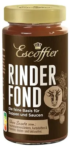Produktbild: Escoffier - Rinderfond , Ideale Basis für Suppen und Saucen , Ohne Geschmacksverstärker, Farbstoffe oder Palmfett , Gluten und laktosefrei , 1 x 400 ml