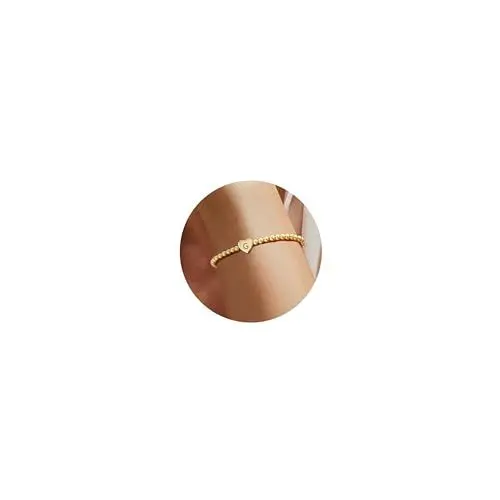 Produktbild: ESHIONER Armband Damen Gold 18K Gold Plattiert Armbänder Perlenarmband Stapelbar Zierlich Nicht Anlaufen Einstellbare Kette G Charm Personalisierte Buchstaben Armband Damen Mädchen Schmuck Geschenke