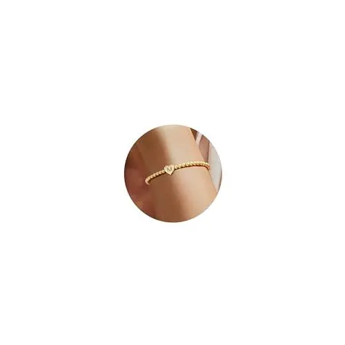 Produktbild: ESHIONER Armband Damen Gold 18K Gold Plattiert Armbänder Perlenarmband Stapelbar Zierlich Nicht Anlaufen Einstellbare Kette M Charm Personalisierte Buchstaben Armband Damen Mädchen Schmuck Geschenke