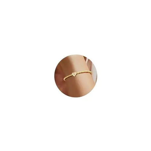 Produktbild: ESHIONER Armband Damen Gold 18K Gold Plattiert Armbänder Perlenarmband Stapelbar Zierlich Nicht Anlaufen Einstellbare Kette S Charm Personalisierte Buchstaben Armband Damen Mädchen Schmuck Geschenke