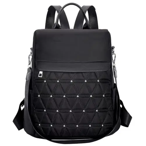 Produktbild: Eshow Rucksack Damen Klein, Kleiner Rucksack Damen Leicht, Damen-rucksackhandtaschen Elegant, Cityrucksack diebstahlsicher Mittelgroß, Mini Backpack Women Modern zur Schule Arbeit Reise, Schwarz