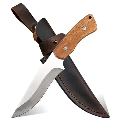 Produktbild: Esie Houzie Outdoor Halsmesser Survival, Aus Full Tang-Kohlenstoffstahl Mit Scheide Für Den Gürtel, Für Camping, Schnitzen, Wandern, Outdoor Abenteuer Und Jagdmesser Geschenk（Blau）