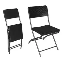Produktbild: eSituro 2er Klappstuhl Faltbar Klappstühle bis 150 kg Belastbar Gartenstuhl Klappbar Möbel Balkonstuhl Schreibtischstuhl für Büro Garten Balkon Terrasse Camping Stuhl, 59 x 81 x 46 cm, Schwarz