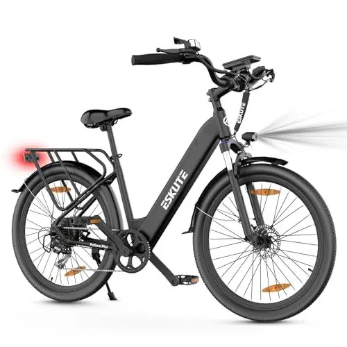 Produktbild: ESKUTE City E-Bike Polluno Plus, Elektrofahrrad 28 Zoll Trekkingrad E-Cityrad mit 36V, 20Ah Lithium-Akku bis zu 120KM Lange Range, Drehmomentsensor, 250W Motor, EU-konformes E Bike, Schwarz