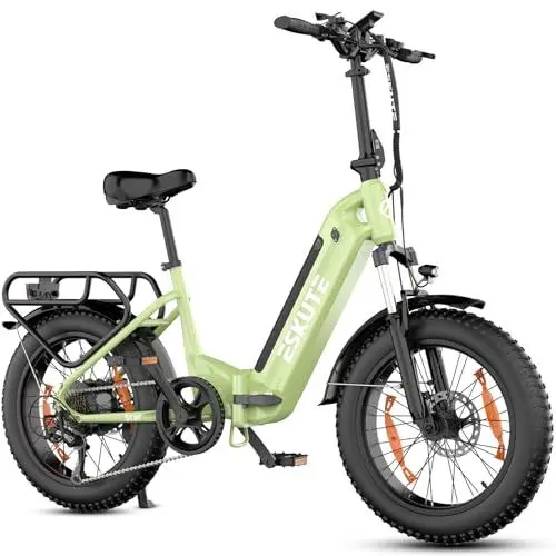 Produktbild: ESKUTE E Bike Star, Klapprad Elektrofahrrad mit 20 Zoll Fat Tire, 65Nm 250W Motor, Aluminium-Leichtbau, Reichweite bis zu 120 km, 7 Gang Getriebe Ebike Herren Damen für MTB, Strand & Schnee, Grün