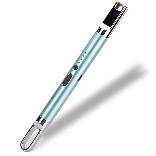 Produktbild: esLife Feuerzeug Elektro Kerzenfeuerzeug mit Sicherheitsschalter LED-Display, flammenlose tragbare Winddichte Plasmafeuerzeuge für Feuerwerk, Küche, Grill, Blau