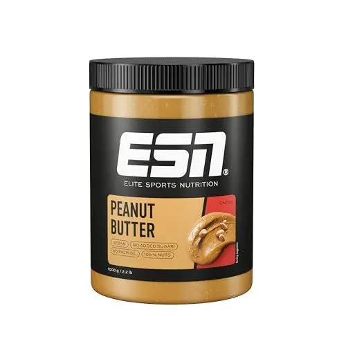 Produktbild: ESN Peanut Butter Crunchy, 1000 g, Erdnussbutter ohne Zusätze, aus 100% Erdnüssen, reich an Protein, guten Fetten und Ballaststoffen, vegan - made in Germany