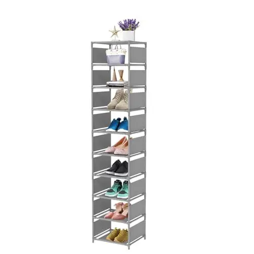Produktbild: esonstyle 10 Ebenen Schuhregal schmal Metall Schuhregal für 10 Paare hoch schuhablage Platz Sparen Schuhaufbewahrung für Wohnzimmer Eingangsbereich Flur und Garderobe