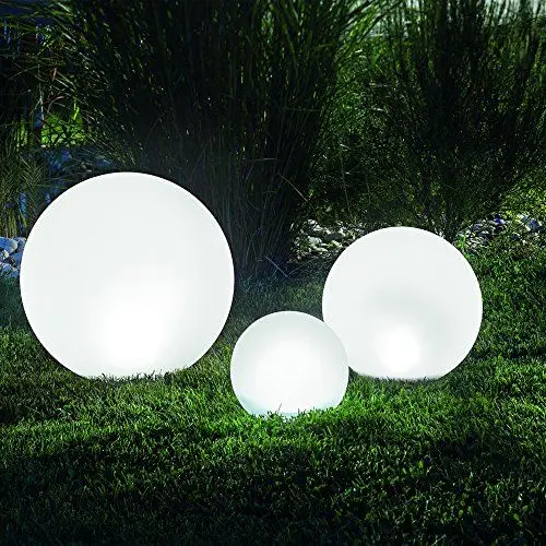 Produktbild: Esotec Solarkugeln Basic, Multicolor, 3er Set, 7 Leuchtfarben, Farbwechsel, 20+30+40cm, Akku, Solarmodul, Leuchtkugelset, LED Gartenkugeln, Solarlampen für außen, Winterfest, wetterfest, 102614
