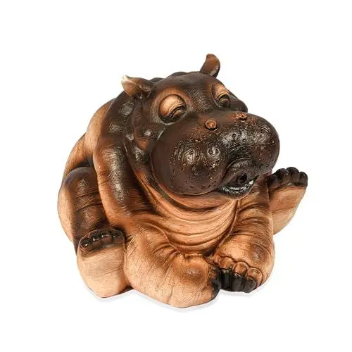 Produktbild: esotec Wasserspeier Figur Flusspferd Hippo, Einzelfigur Teichfigur Gartenstatue Brunnenfigur Gartenteich Miniteich Wasserspiel Terrasse Balkonbrunnen Quellstein Kunststein 100740