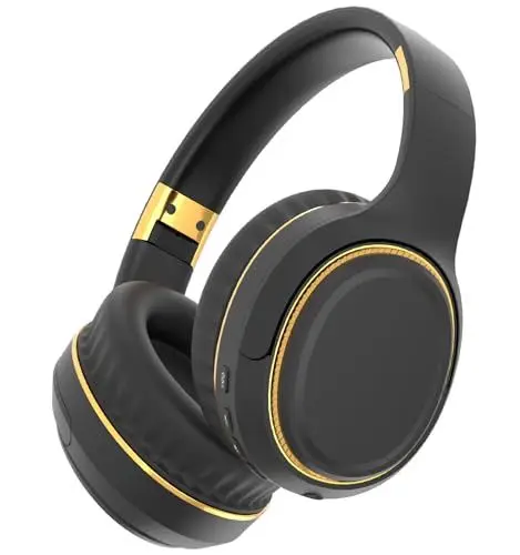 Produktbild: ESoundvol Bluetooth Kopfhörer Over Ear, LED Bluetooth-Kopfhörer über dem Ohr, 60 Stunden Spielzeit, Faltbare, leichte kabellose Stereo-Kopfhörer mit tiefem Bass für Schule/Lernen/Reisen/TV-schwarz