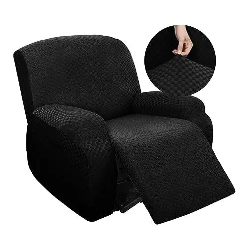 Produktbild: ESOUY 1-Sitzer-Stretch-Bezug für Relaxsessel, 4-teiliger Relaxsesselbezug, Anti-Rutsch-Bezüge für Relaxsessel mit Seitentasche für das Wohnzimmer (Schwarz)