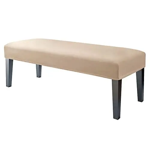 Produktbild: ESOUY Gepolsterter Esszimmerbankbezug, Samtgepolsterter Bankbezug, Stretch-Sitzbankschutz, weicher Spandex-Bezug für Wohnzimmer und Schlafzimmer -Khaki-Einheitsgröße