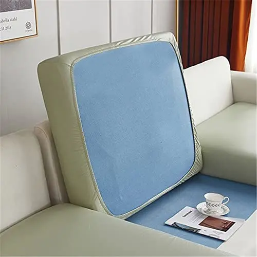 Produktbild: ESOUY Sofakissenbezüge, wasserdichte Ledersofa-Sitzkissenbezüge, rutschfeste Sofakissen, Stretch-Rückenlehnenkissenbezug, Couchkissenbezüge (hellgrün, groß, 4-Sitzer)