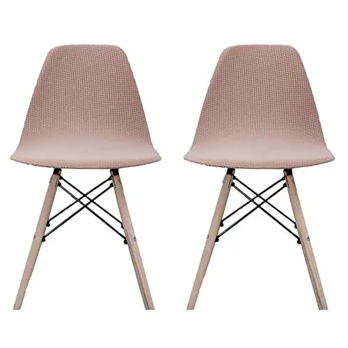Produktbild: ESOUY Stuhlhussen für Schalenstühle, 2er-Set, 4er-Set, dehnbar, waschbar, universeller, Rutschfester, Abnehmbarer Stuhlbezug ohne Armlehne für die Küche – Rosa – 2 Stück
