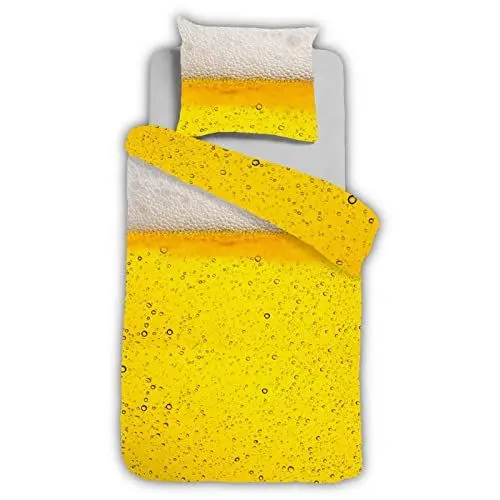 Produktbild: ESPiCO Wende Bettwäsche Sleep and Dream Bier Radler Bier Getränk Schaum Krone Gebräu Gelb Gold Renforcé, Größe:135 cm x 200 cm