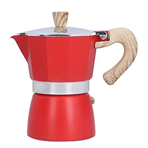 Produktbild: Espressokocher - Italienische Espressomaschine, Herd Kaffeemaschine Mokkakanne Espresso Maker, Aluminium, 3 Tassen/150mL(Rot)