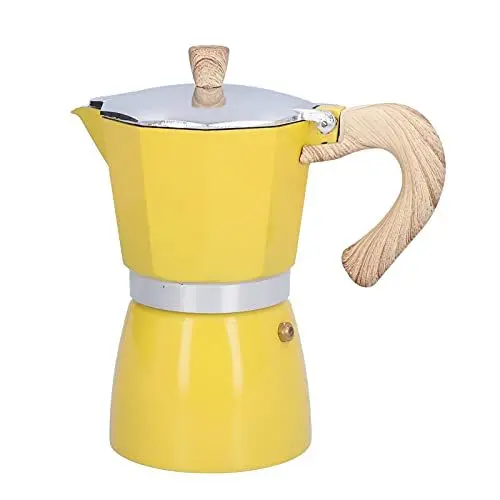 Produktbild: Espressokocher - Italienische Espressomaschine, Herd Kaffeemaschine Mokkakanne Espresso Maker, Aluminium, 6 Tassen/300mL(Gelb)