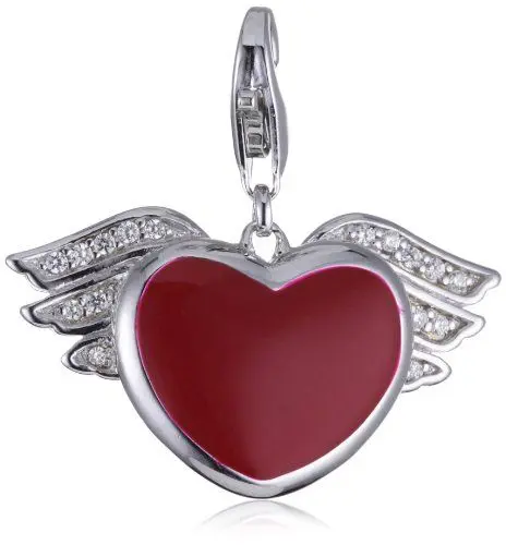 Produktbild: ESPRIT Damen-Charm 925 Sterling Silber rhodiniert Kristall Zirkonia Hearty Angel weiß ESCH90881A000