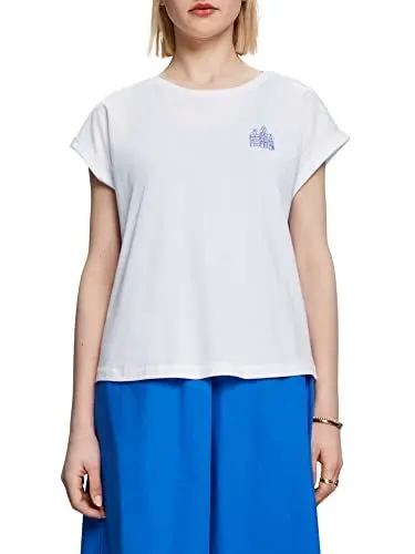 Produktbild: ESPRIT Damen 053EE1K334 T-Shirt, 100/WHITE, M