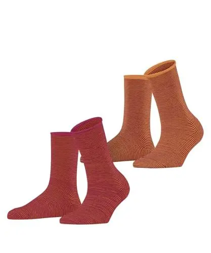 Produktbild: ESPRIT Damen Socken Allover Stripe Multipack W So Baumwolle gemustert 2 Paar, Rot Red Mix 0200, 35-38