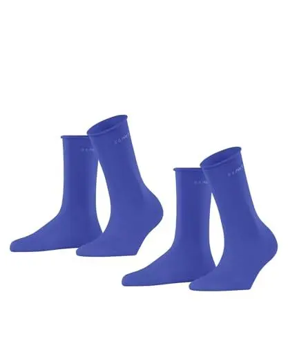 Produktbild: ESPRIT Damen Basic Pure 2-Pack W SO Baumwolle einfarbig 2 Paar Socken, Blau (Deep Blue 6046), 35-38 (2er Pack)
