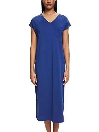 Produktbild: ESPRIT Damen Cotton Slub Sus Nightshirt S-slv Nachthemd, Dark Blue, 36