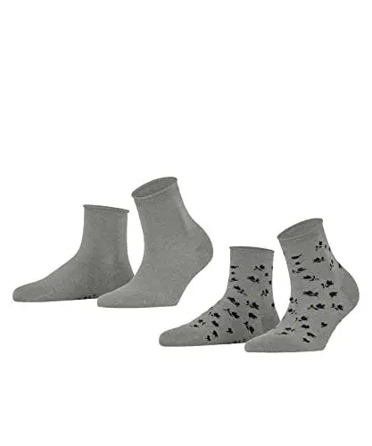 Produktbild: ESPRIT Damen Kurzsocken Mini Flower 2-Pack, Baumwolle, 2 Paar, Grau (Light Grey 3400), 39-42