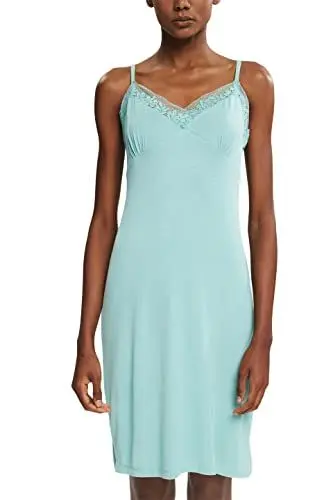 Produktbild: ESPRIT Damen Nachthemd Seasonal Lace Mo Nw Chemise, Aqua Green, 36