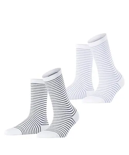 Produktbild: ESPRIT Damen Socken Fine Line Multipack W So Baumwolle gemustert 2 Paar, Mehrfarbig Weiß 0030, 35-38