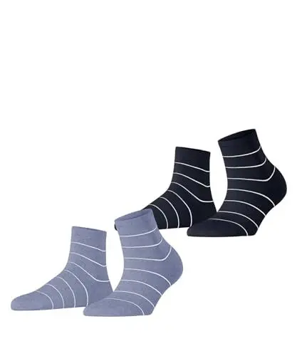 Produktbild: ESPRIT Damen Socken Fine Line Multipack W Sso Baumwolle gemustert 2 Paar, Mehrfarbig Blau 0020, 35-38