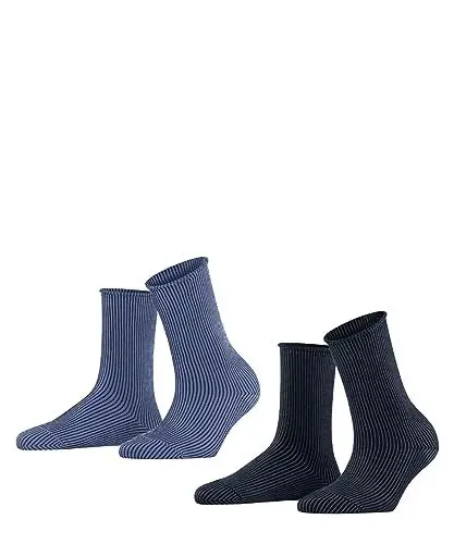Produktbild: ESPRIT Damen Socken Vertical Stripe 2-Pack Biologische Baumwolle gemustert 2 Paar, Mehrfarbig (Sortiment 0040), 35-38