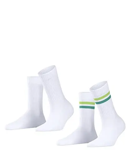 Produktbild: ESPRIT Damen Tennis Stripe 2-Pack W SO Baumwolle Gemustert 2 Paar Socken, Weiß (Woolwhite 2090), 39-42 (2er Pack)