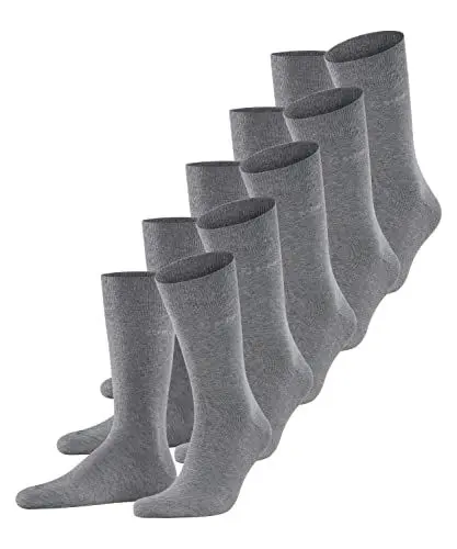 Produktbild: ESPRIT Damen Uni 5-Pack M SO Baumwolle einfarbig Socken, Grau (Light Grey Melange 3390) -5 Paar, 40-46