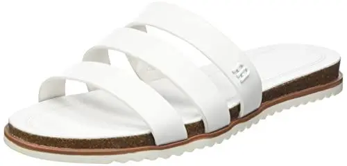 Produktbild: ESPRIT Pantoletten in Lederoptik, Damen modischer Slipper, 100 Weiß 1, 39 EU