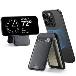 Produktbild: ESR für MagSafe Wallet(HaloLock), Kompatibel mit Magsafe Kartenhalter, für iPhone Wallet mit Ständer, für iPhone 16/15/14/13/12-Serie, Nicht für 13/12 Mini, 3 Kartenhalter, Veganes Leder, Schwarz